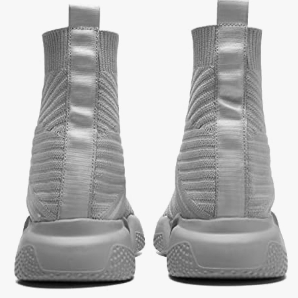 Gray Knit High-Top Sneakers